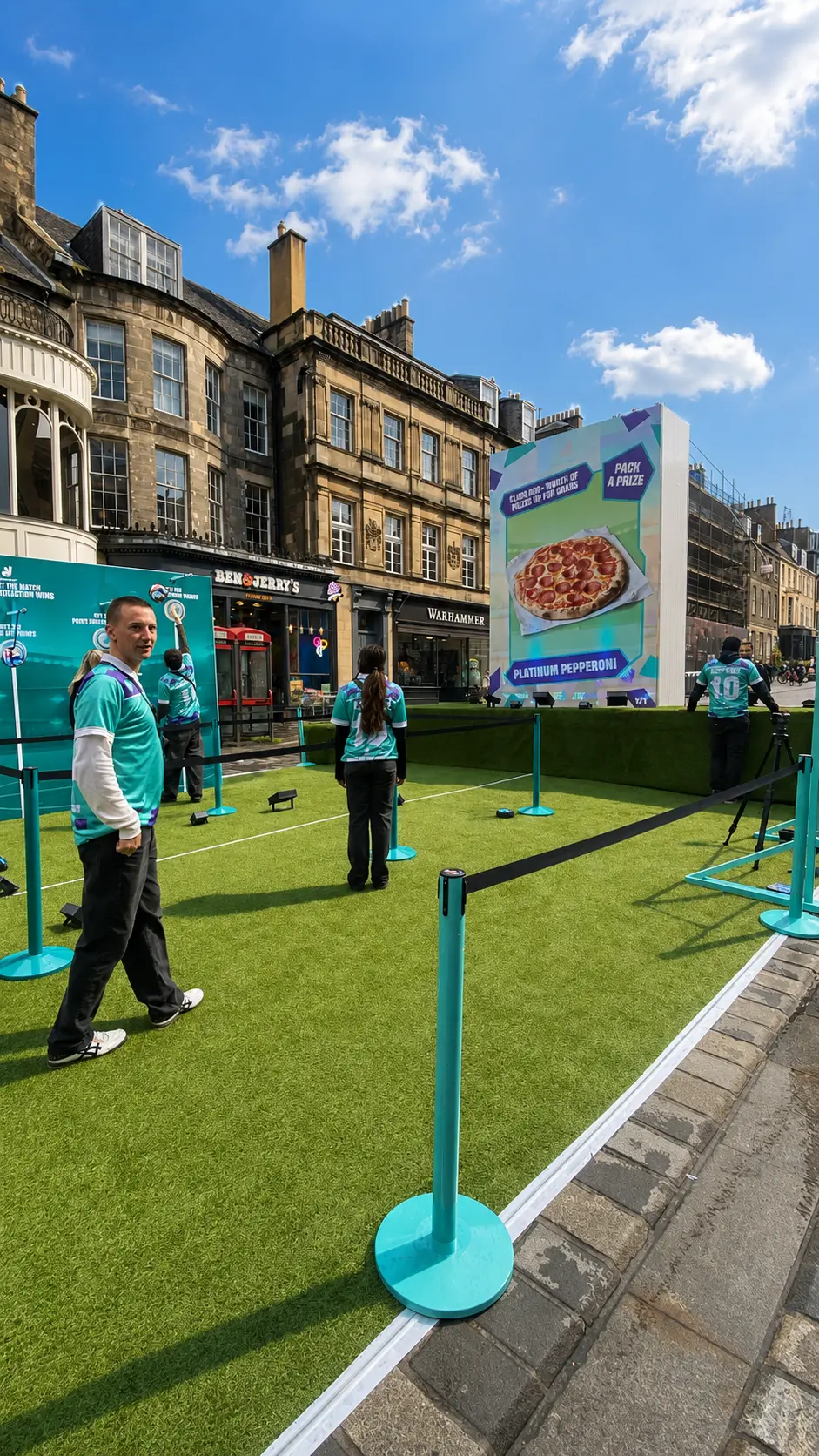 Deliveroo World Cup activation in a sunny city-centre setting