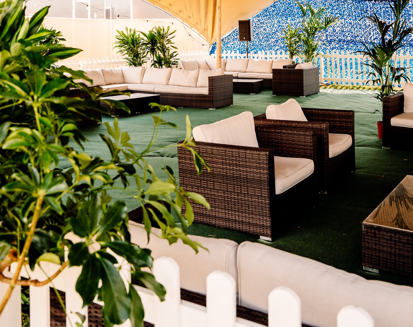 Furnished artist and guest lounge at a live event
